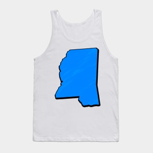 Bright Blue Mississippi Outline Tank Top